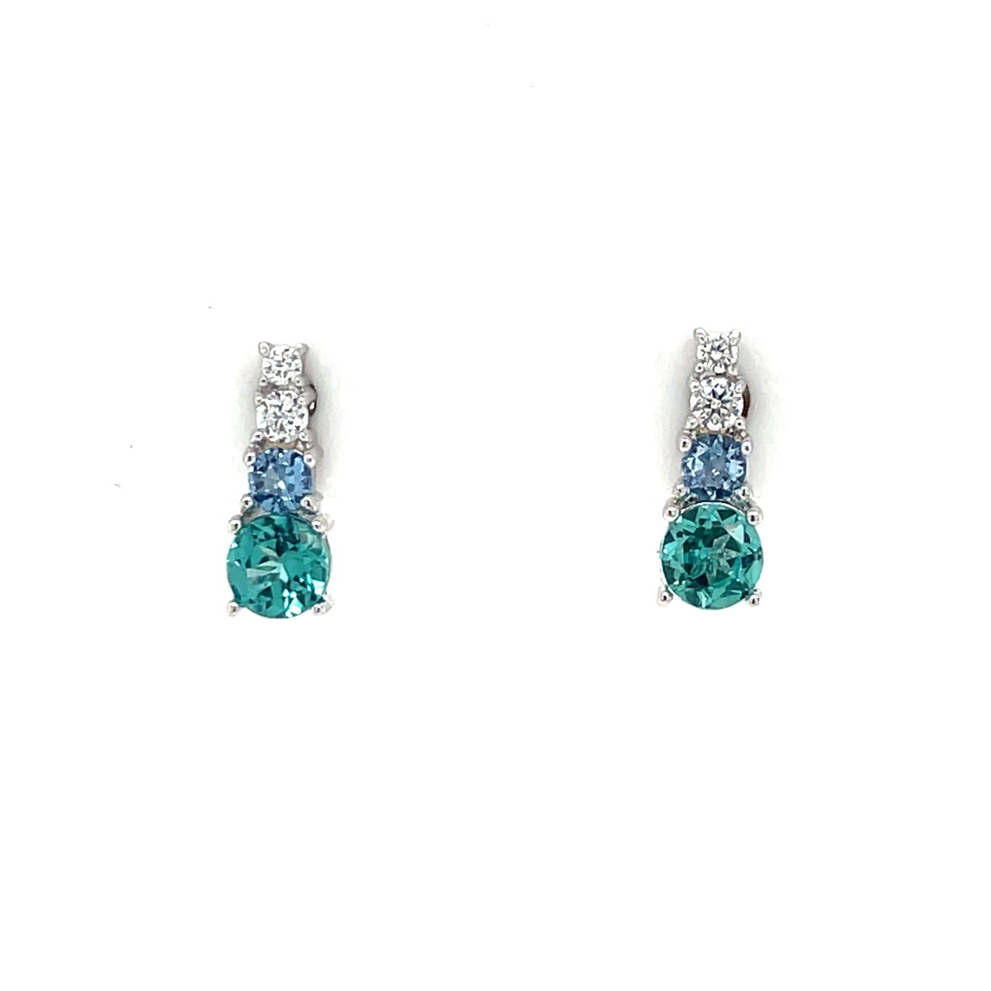 Sterling Silver Blue Shades CZ Stud Earrings SE712