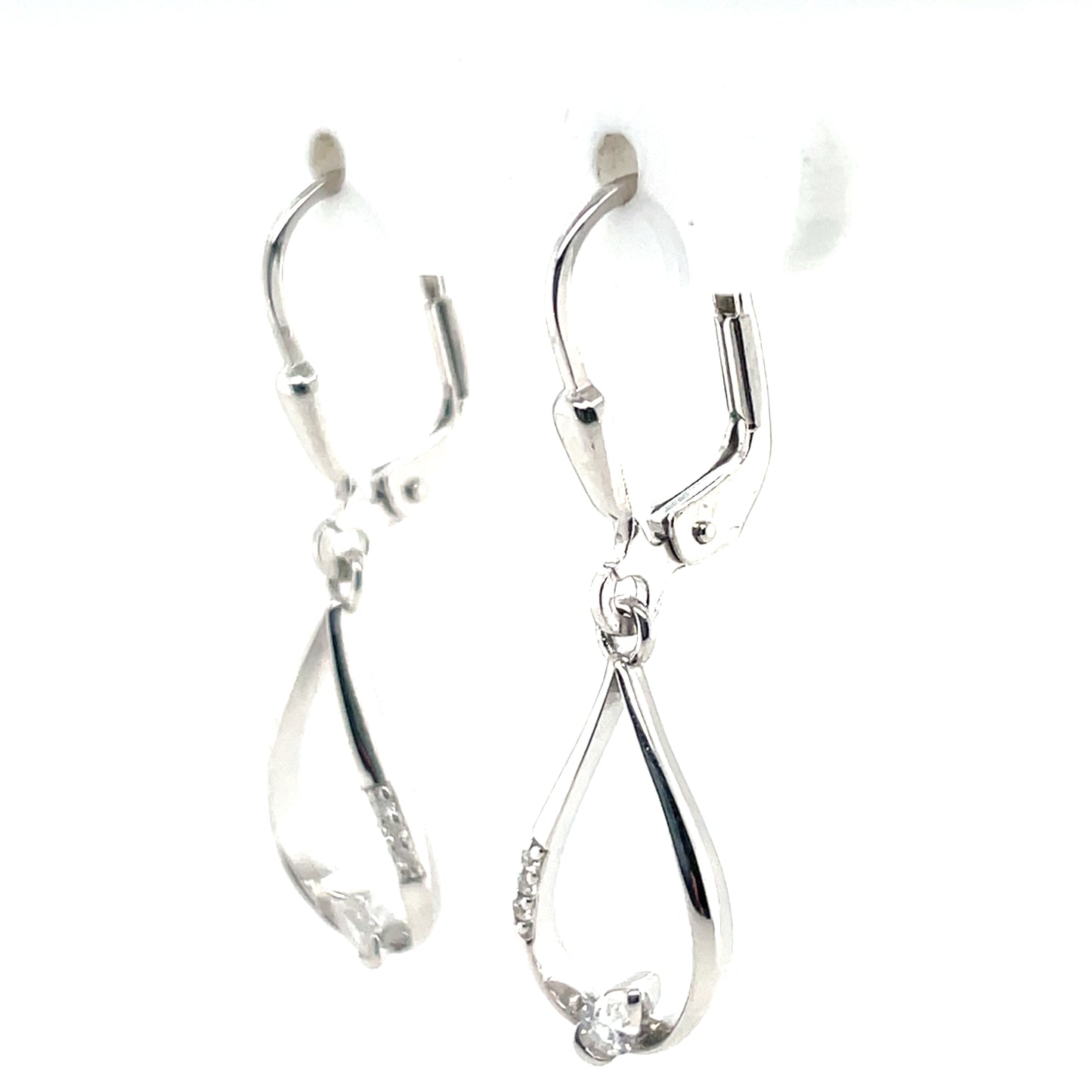 Sterling Silver CZ Teardrop Drop Earrings SE757