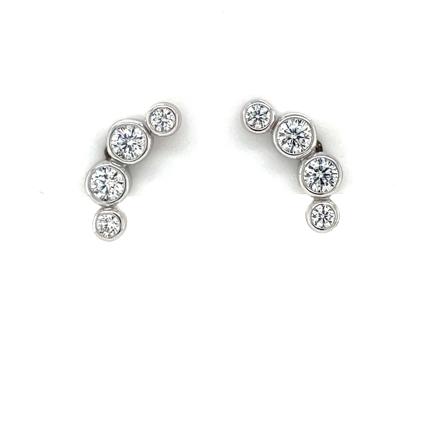 Sterling Silver CZ Crescent Stud Earrings SE782