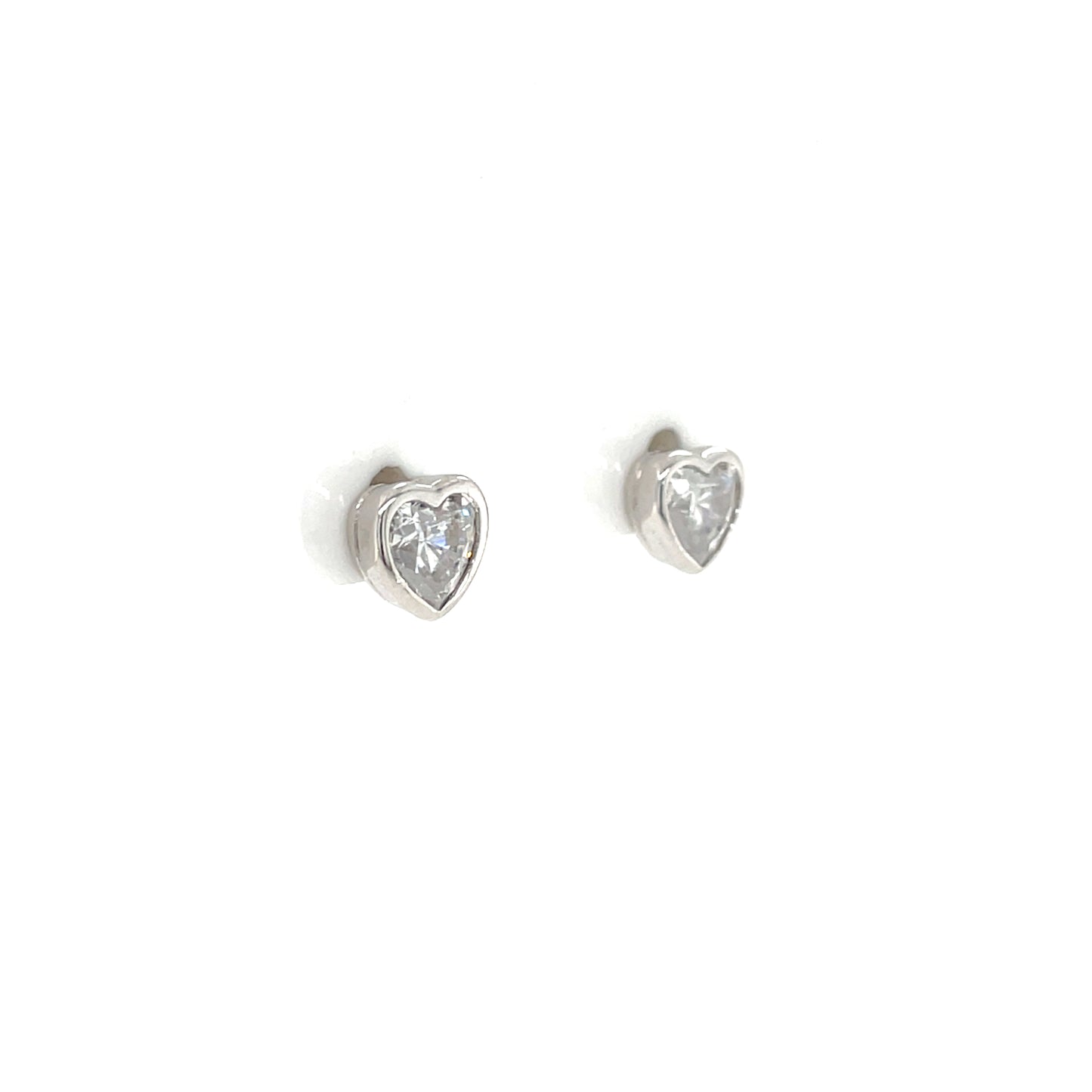 Sterling Silver CZ Heart Stud Earrings SER157