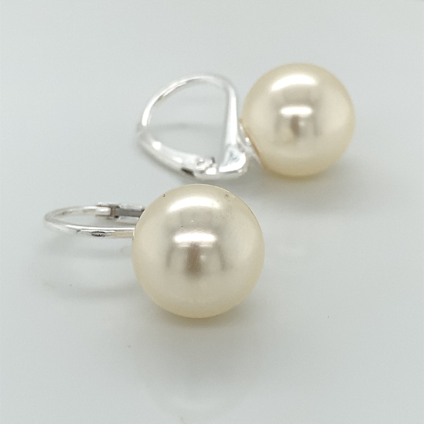 Sterling Silver Simulated Pearl 12mm Drop Earrings SER311