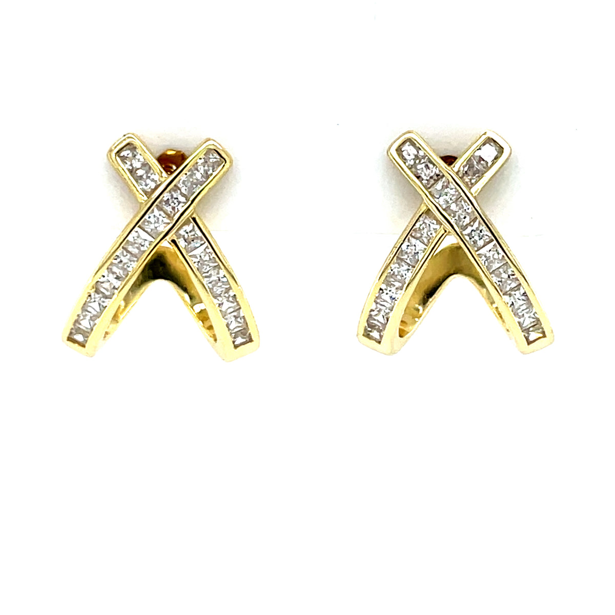 Gold-plated Silver CZ Crossover Earrings SER415