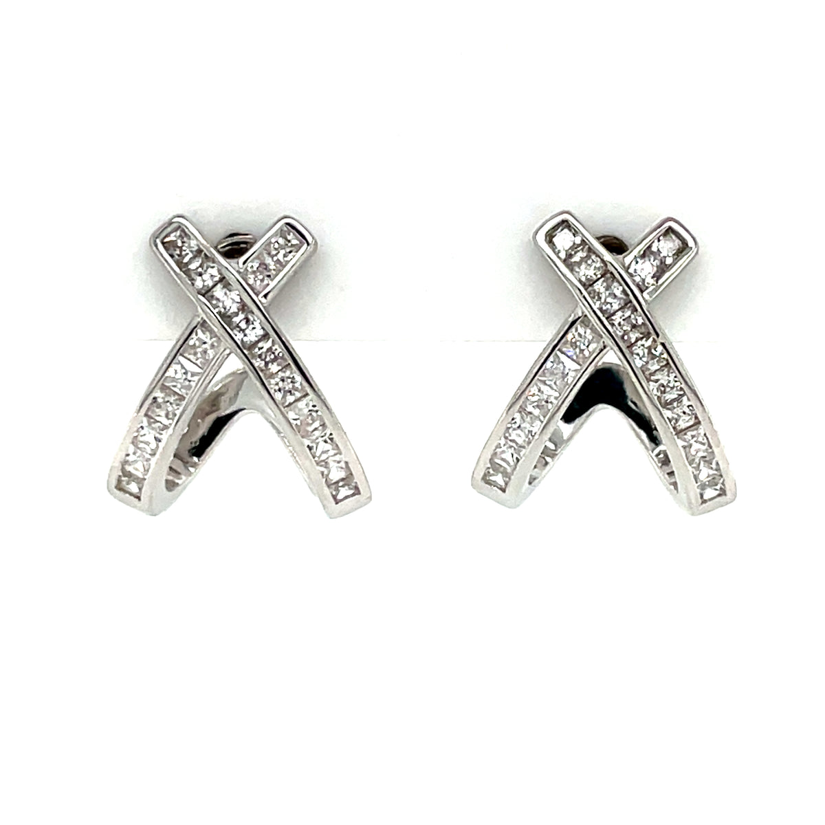 Sterling Silver CZ Crossover Earrings SER416