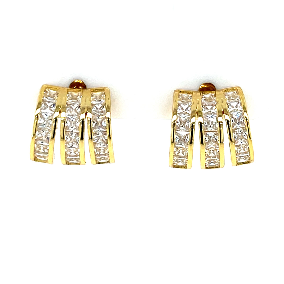 Gold-plated Silver CZ Triple Line Earrings SER417