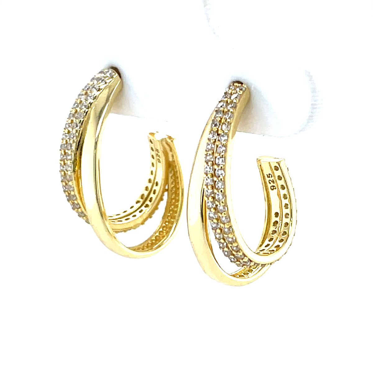 Gold-plated Silver CZ Hoop Earrings SER434