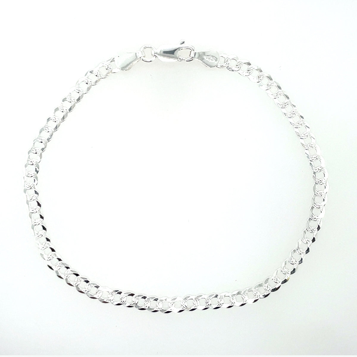 Sterling Silver Men's/Teenage Flat Patterned 3.5mm Curb Bracelet SHC075