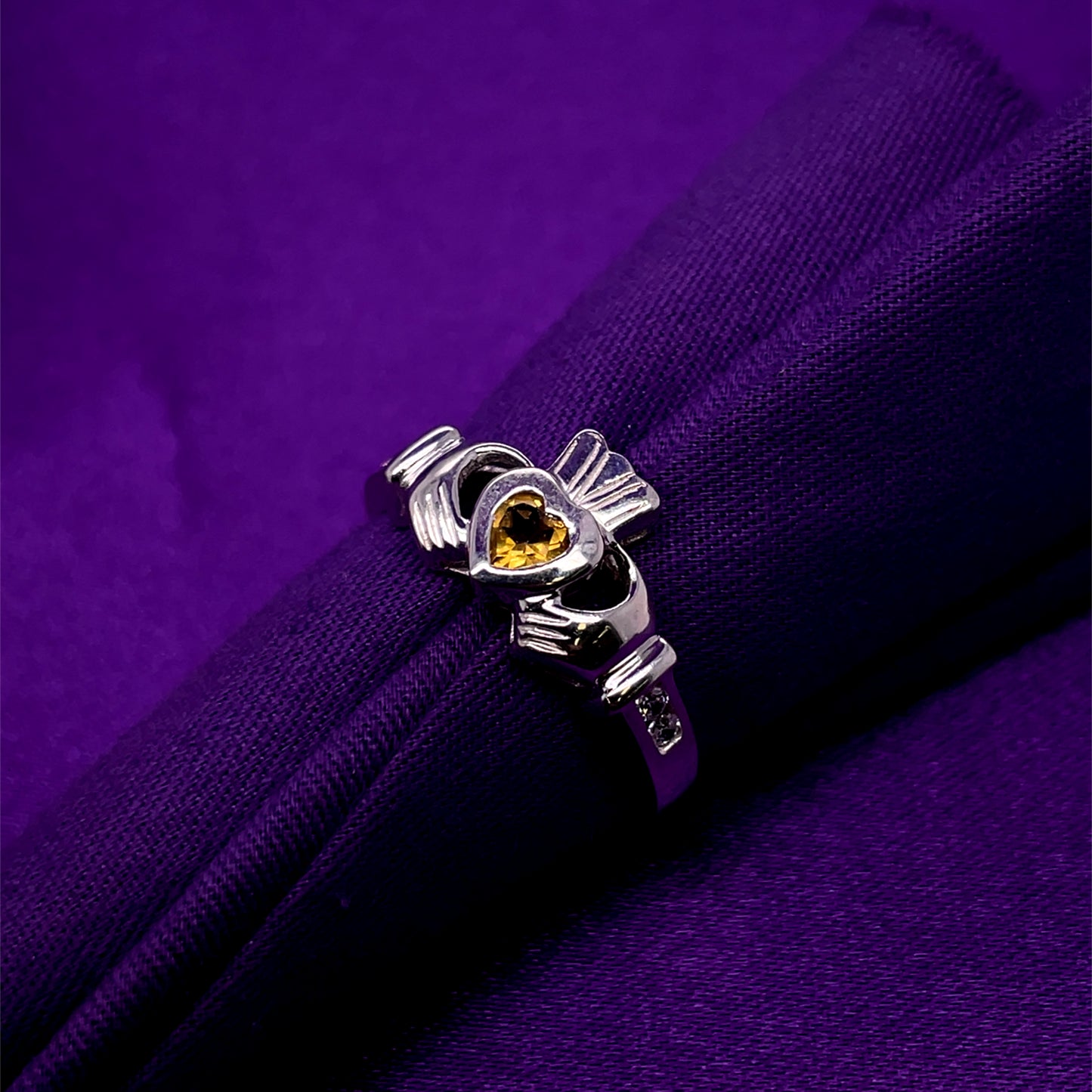 Sterling Silver Birthstone Claddagh Ring November