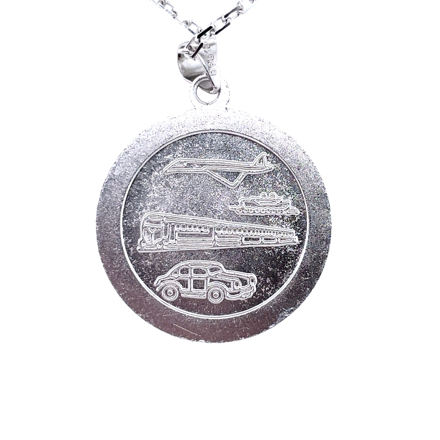 Silver 24mm St. Christopher Medal with Travel Symbols SM229