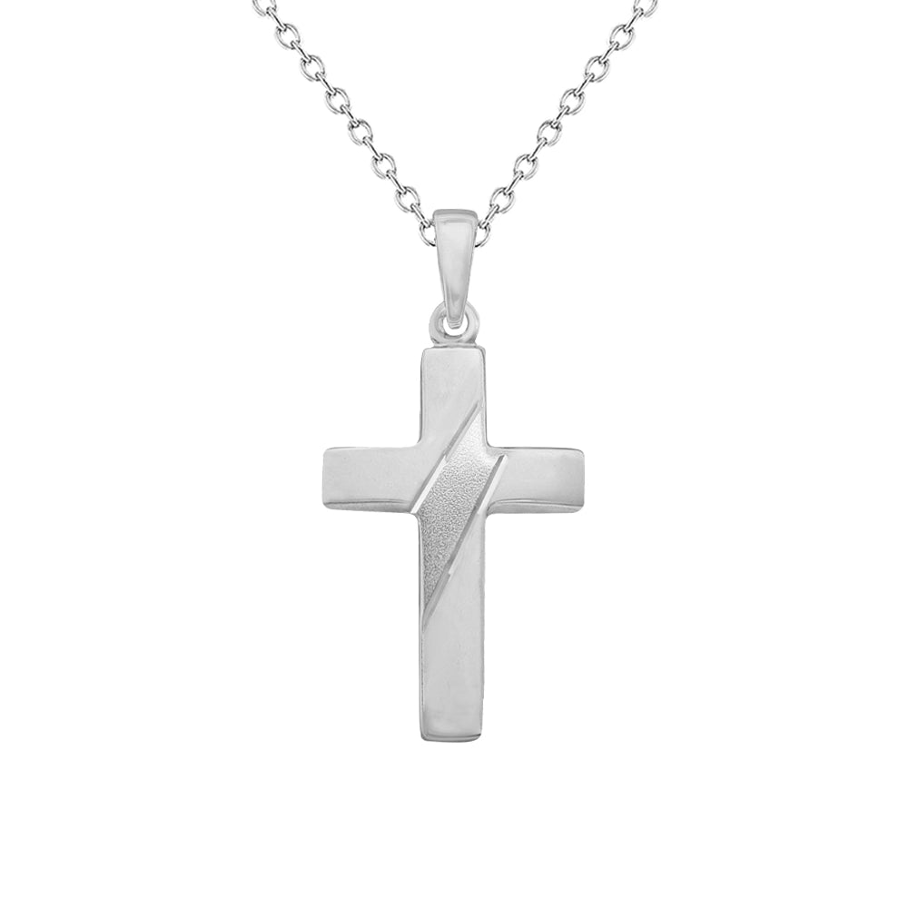 Sterling Silver Banded Cross SP1163