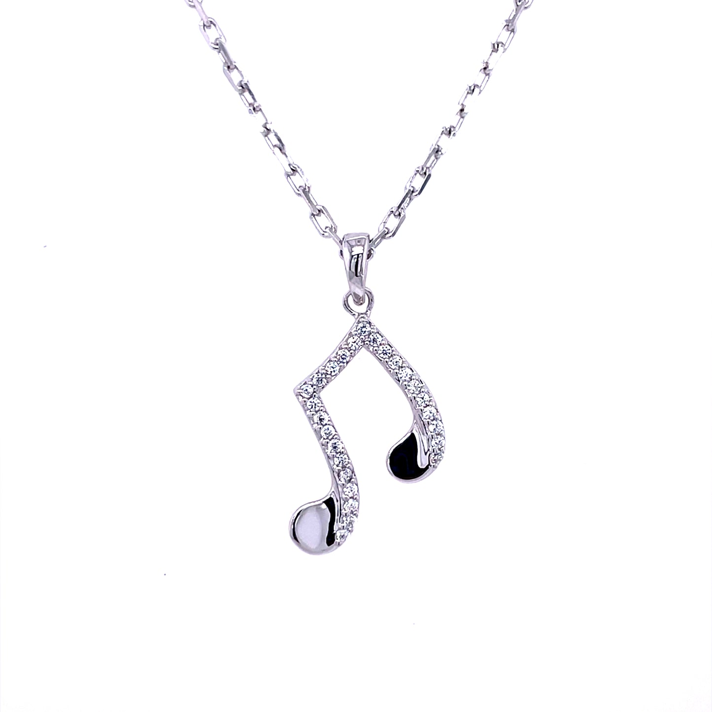 Sterling Silver CZ Quaver Music Pendant SP5231