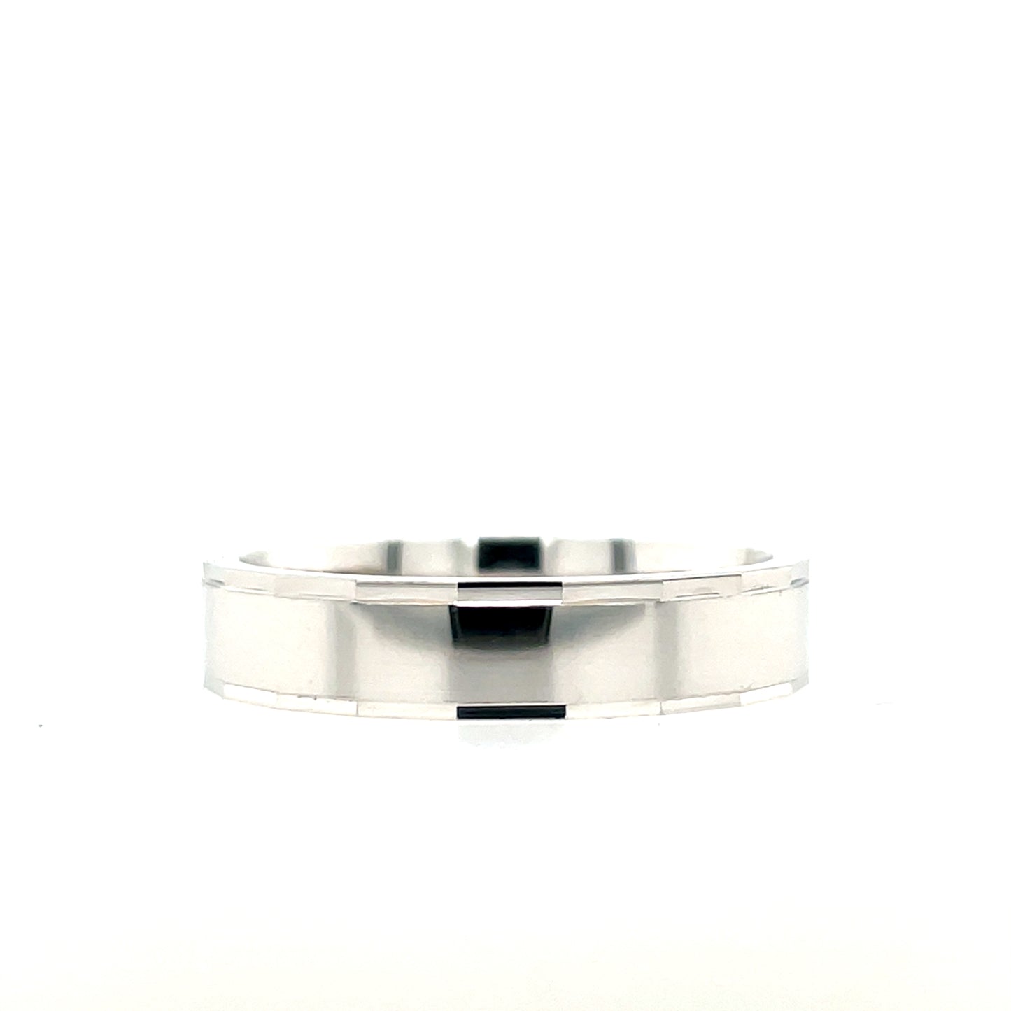 Sterling Silver Mens 5mm Flat Wedding Ring Diamond-cut SR49