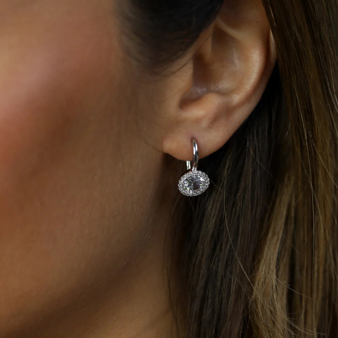 Sterling Silver CZ Halo Earrings ST1165