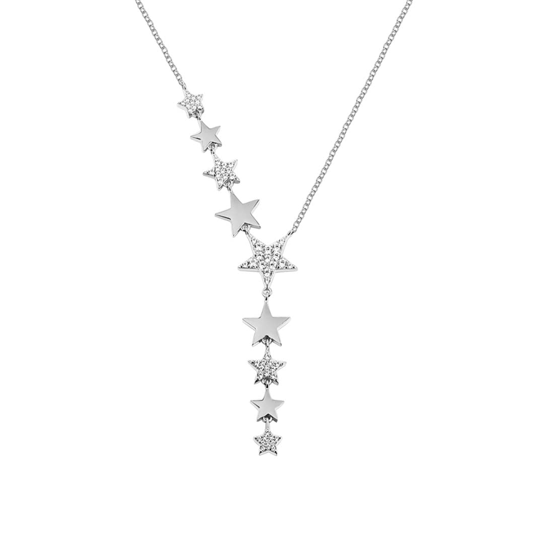 Sterling Silver CZ Shiny Stars Necklet ST2285