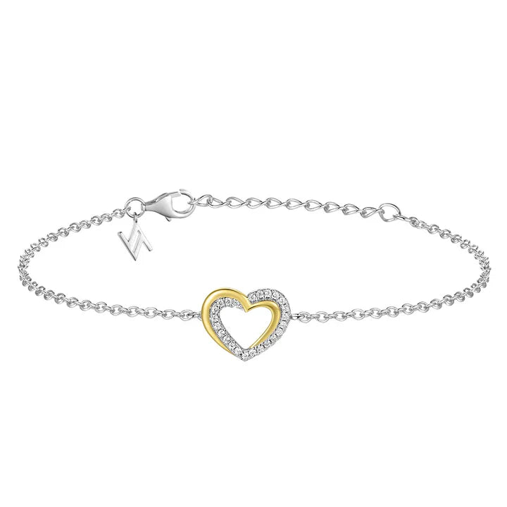 Sterling Silver Double Happiness CZ Bracelet ST2360