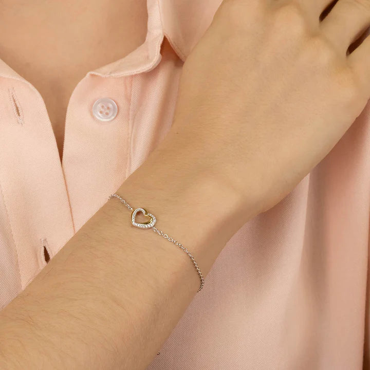 Sterling Silver Double Happiness CZ Bracelet ST2360