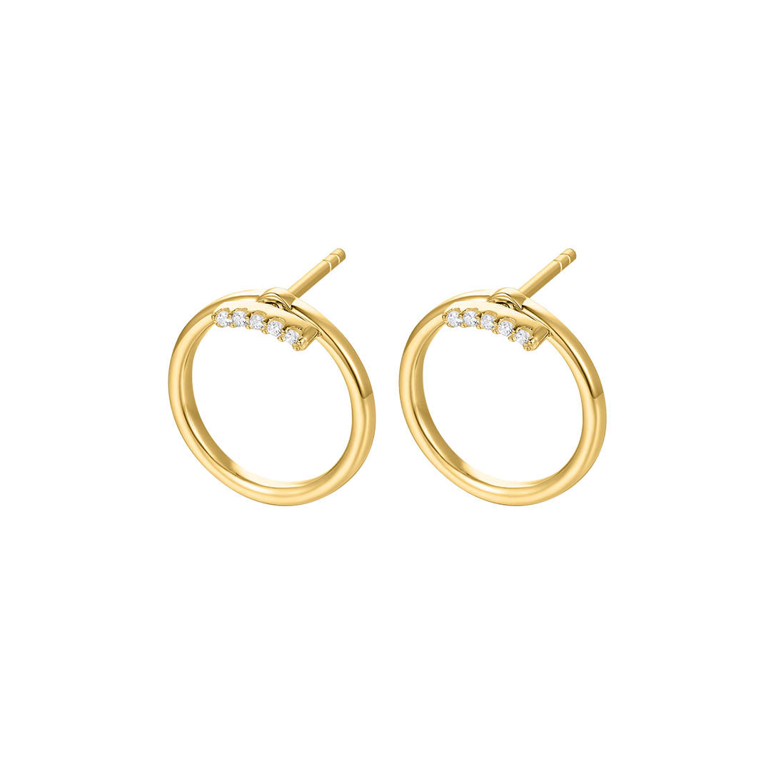 Silver Gold-plated CZ Swinging Circle Stud Earrings ST2428