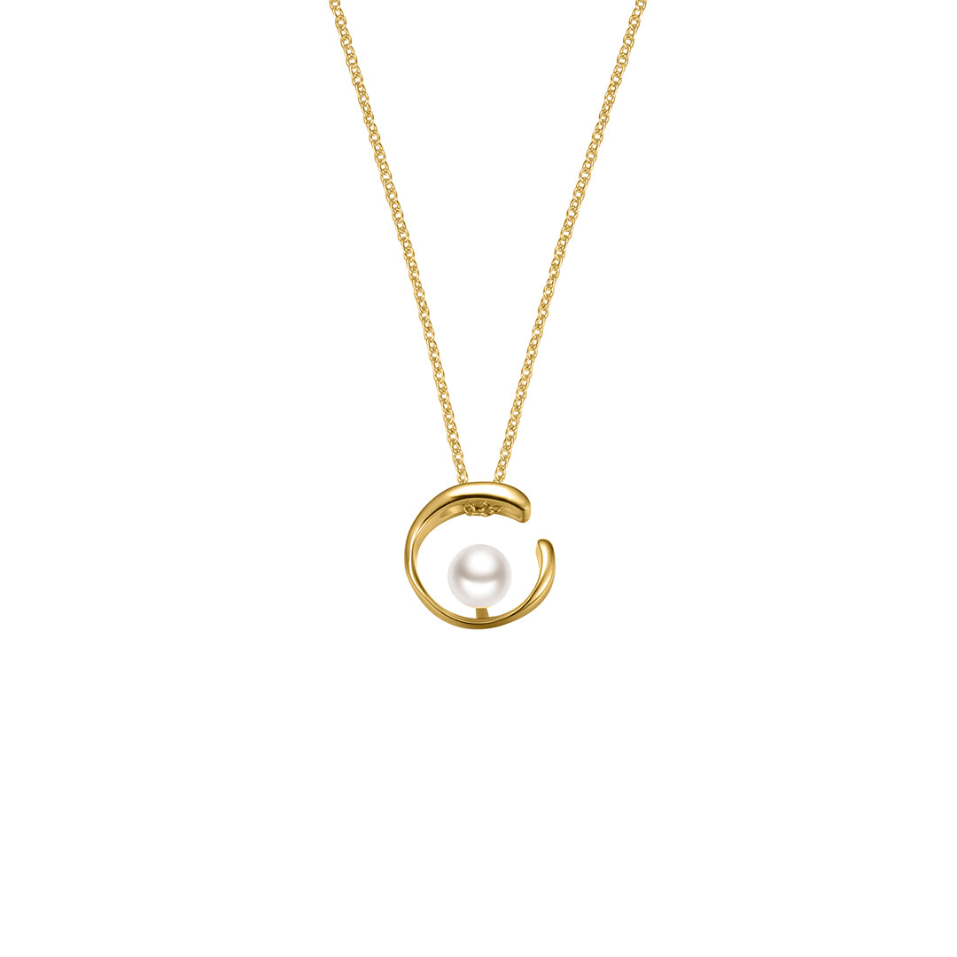 Silver Gold Plated Pearl Circle Pendant ST2460