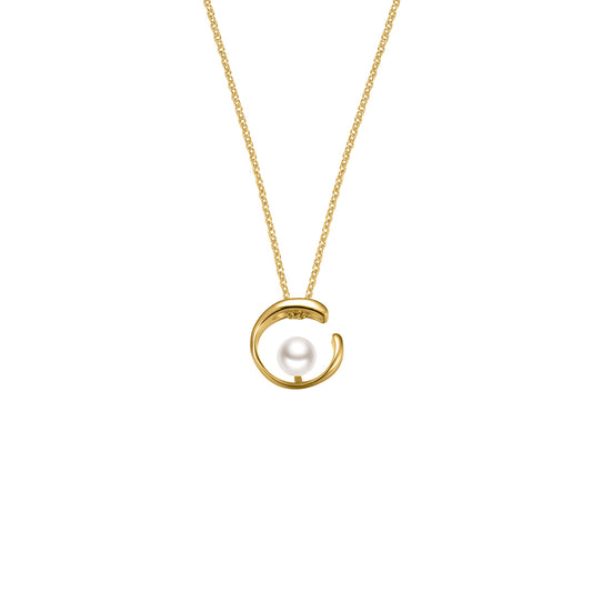 Silver Gold Plated Pearl Circle Pendant ST2460