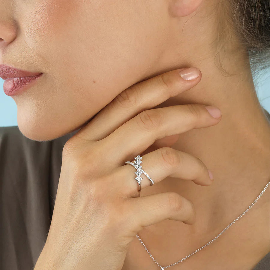 Silver Sparkly Couture Ring Veliora ST2475