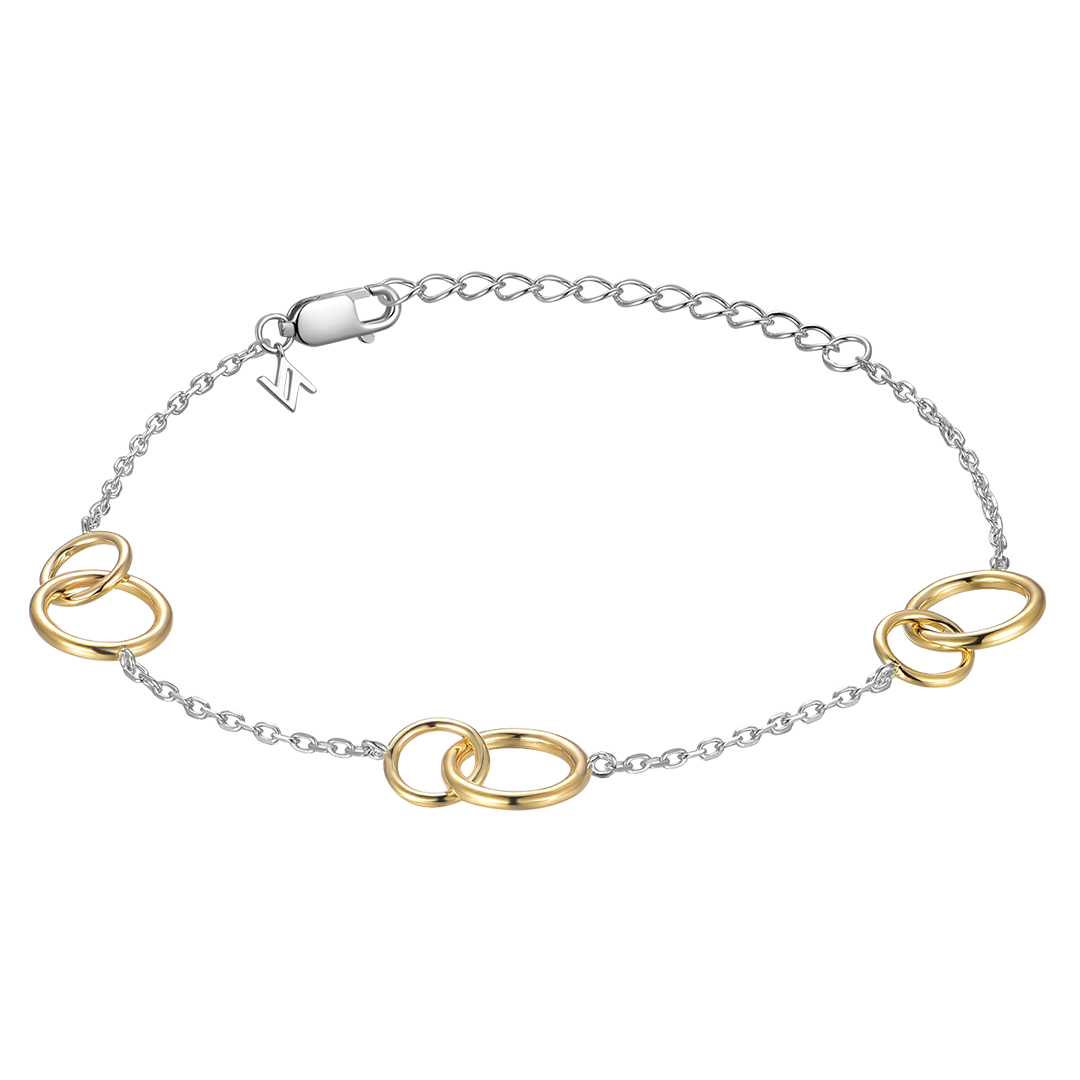 Silver Gold-plated Circles Bracelet ST2491