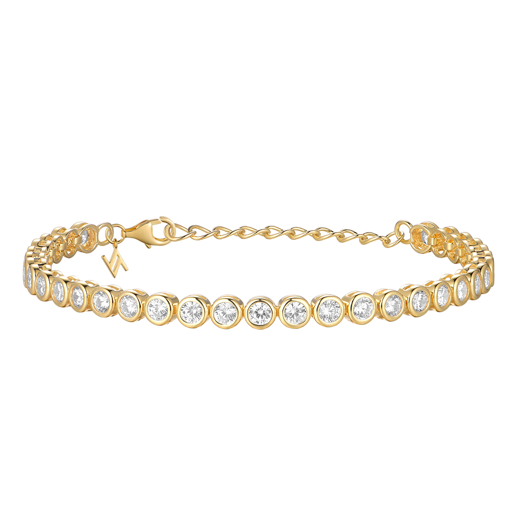 Silver Gold-plated 3mm Tennis Bracelet ST2509