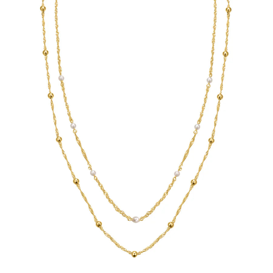 Silver Gold-plated CZ Baroque Flair Necklace Marjorie ST2518