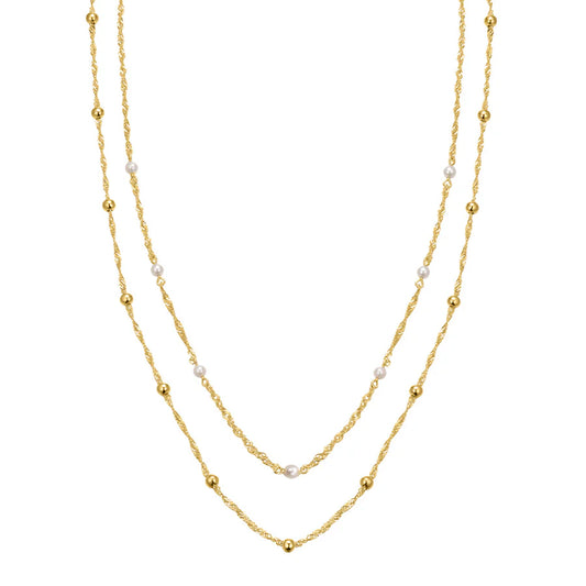 Silver Gold-plated CZ Baroque Flair Necklace Marjorie ST2518