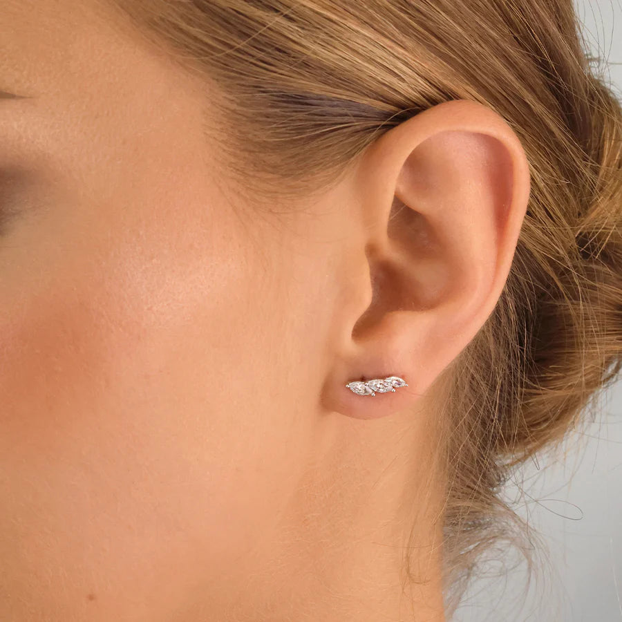 Silver CZ Sparkly Couture Earrings Caitlin ST2527