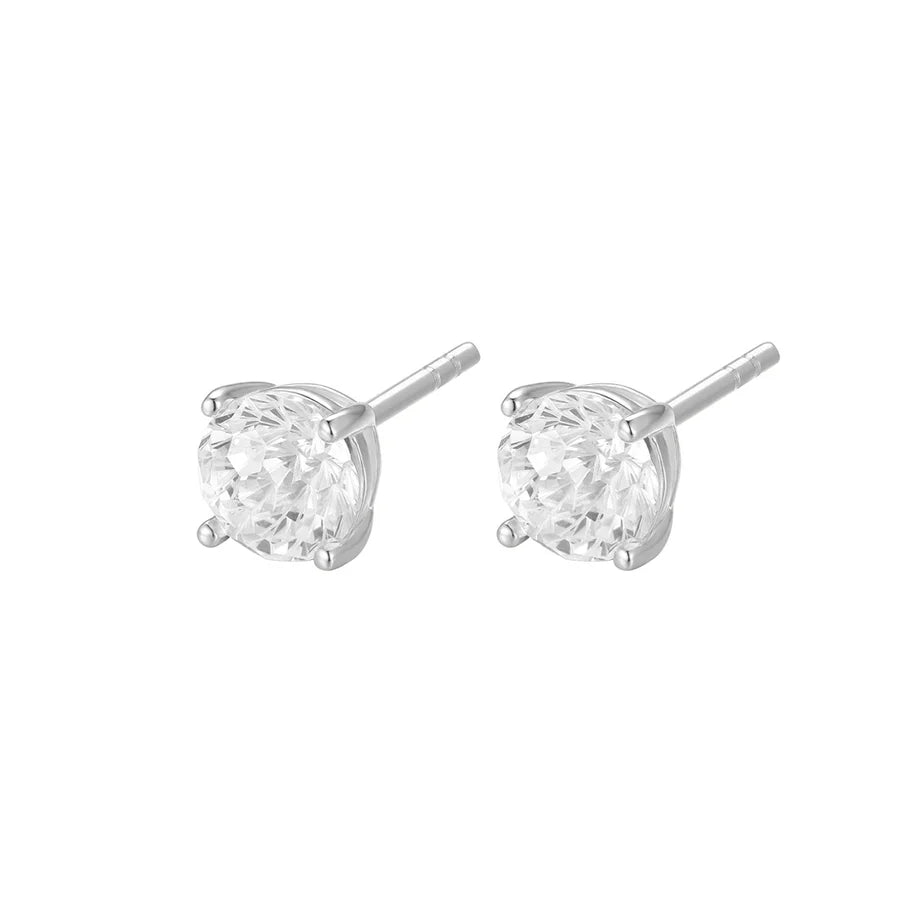Silver CZ 6mm Classic Solitaire Stud Earrings ST2542