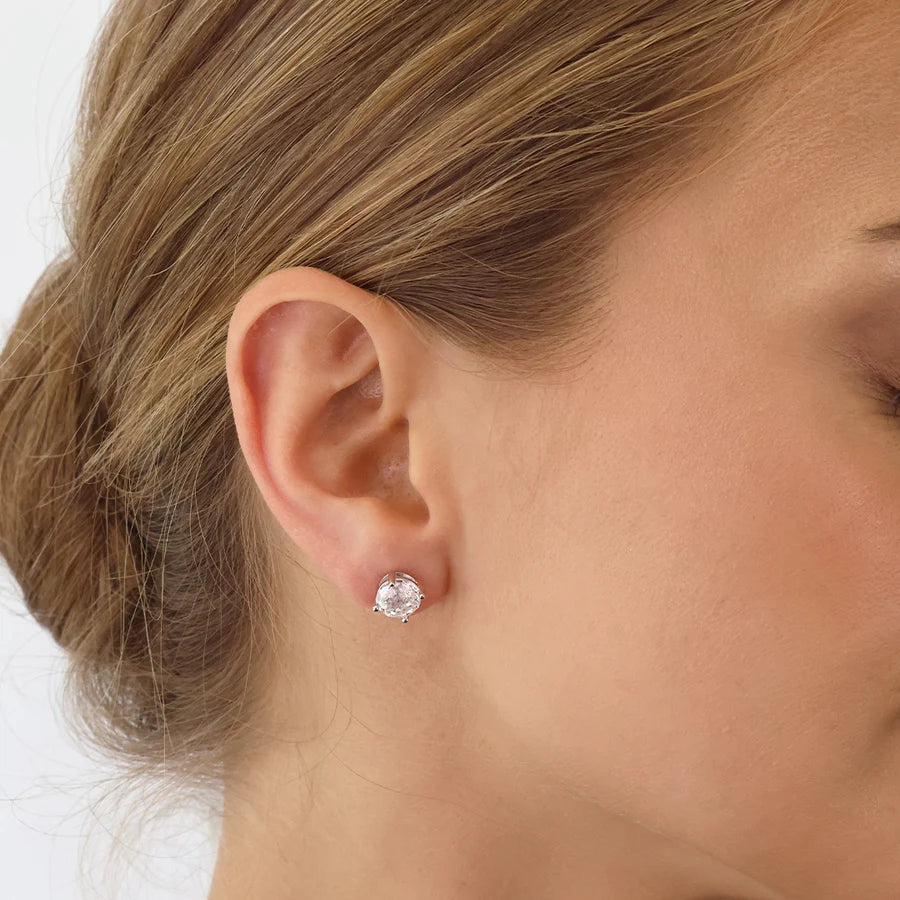 Silver CZ 8mm Classic Solitaire Stud Earrings ST2544