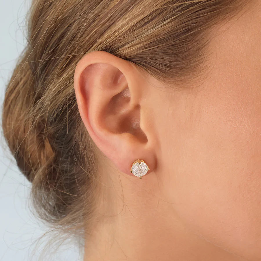 Silver Gold-plated CZ 8mm Classic Solitaire Stud Earrings ST2551