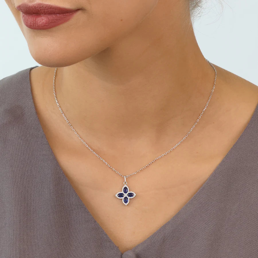 Sterling Silver CZ Pretty Petals Necklace Lyrienne ST2564