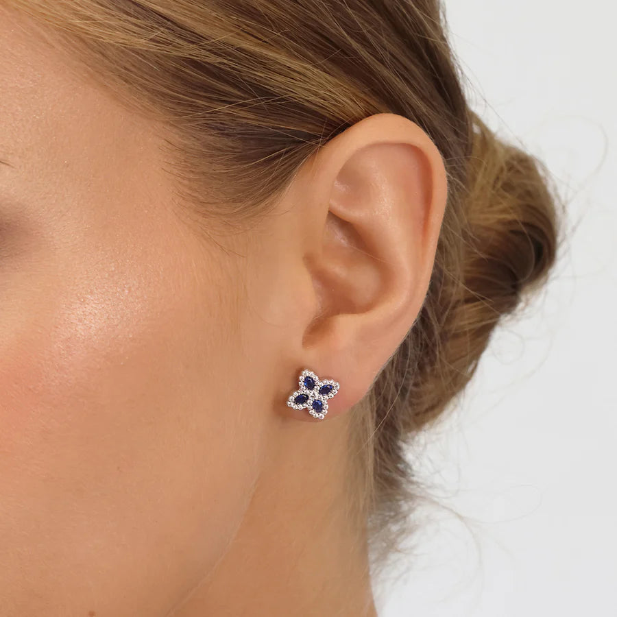 Silver CZ Pretty Petals Earrings Lyrienne ST2565