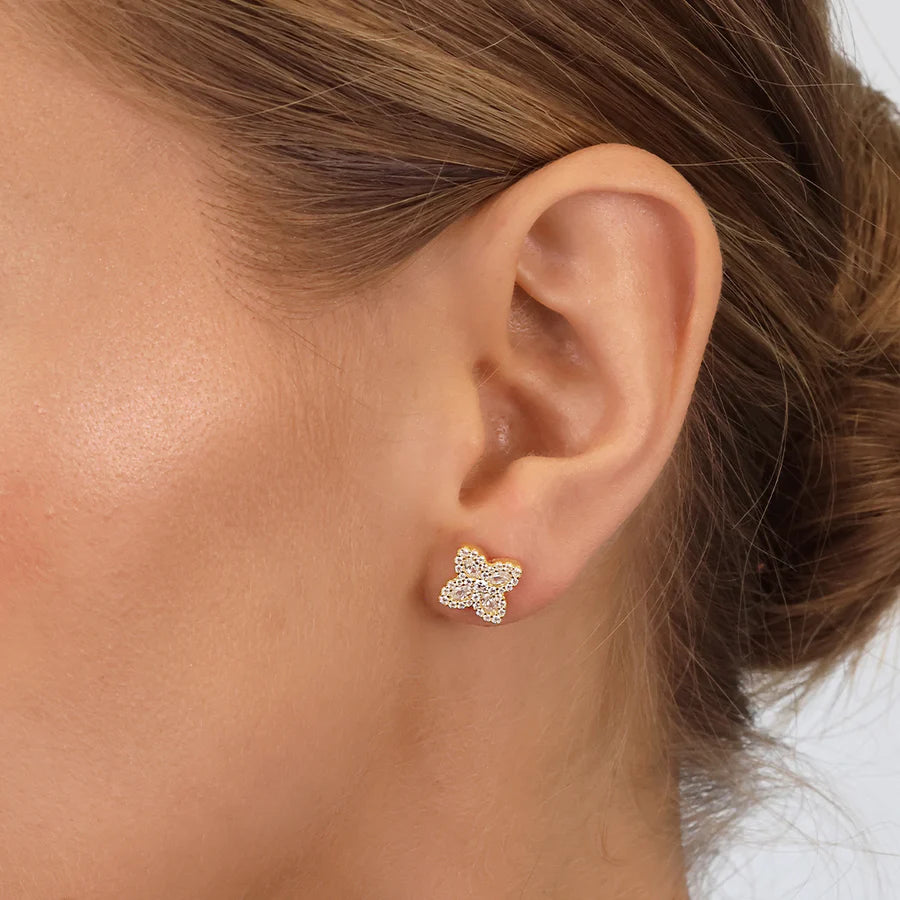 Silver Gold-plated CZ Pretty Petals Earrings Lyrienne ST2568