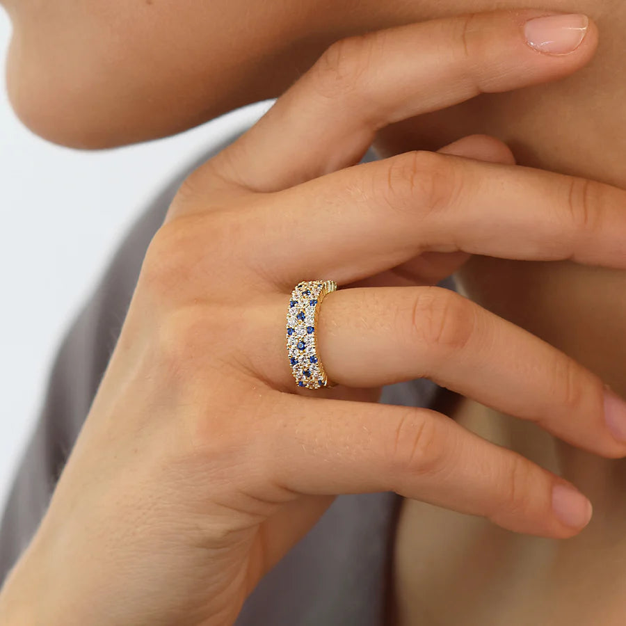 Silver Gold-plated CZ Colour Love Ring ST2572