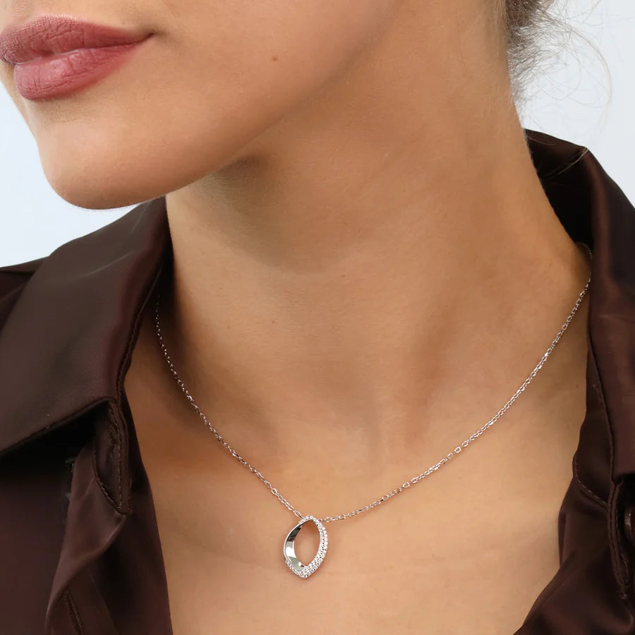 Sterling Silver CZ Glamour Girl Necklace Oleandra ST2574