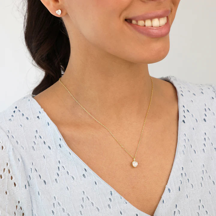 Silver Gold-plated Classic Solitaire CZ Heart Pendant ST2589