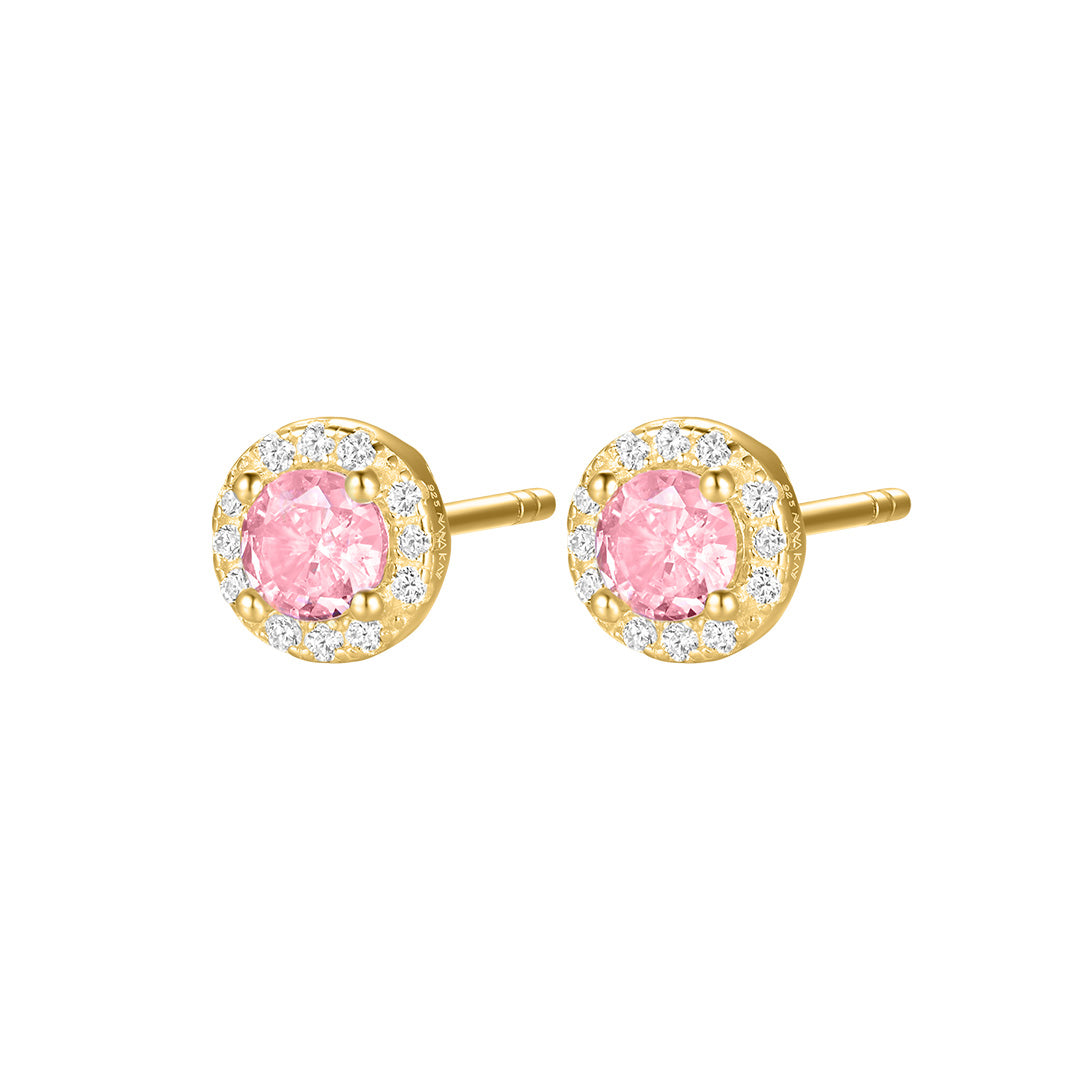 Silver Gold-plated Pink CZ Modern Classics Stud Earrings ST2602
