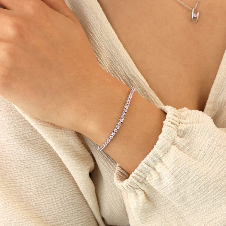 Silver 2.5mm Colour Love Bracelet Pink ST2644
