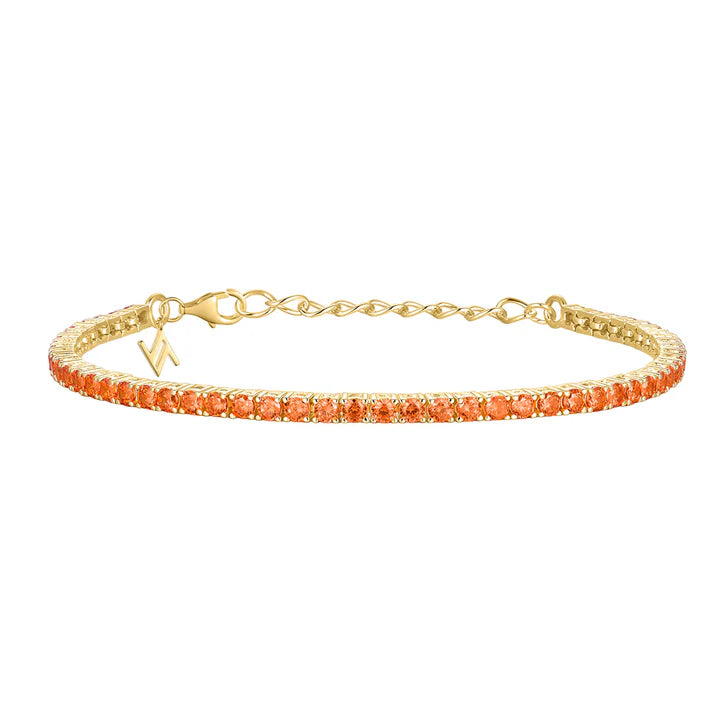 Silver Gold-plated 2.5mm Colour Love Bracelet Orange ST2643