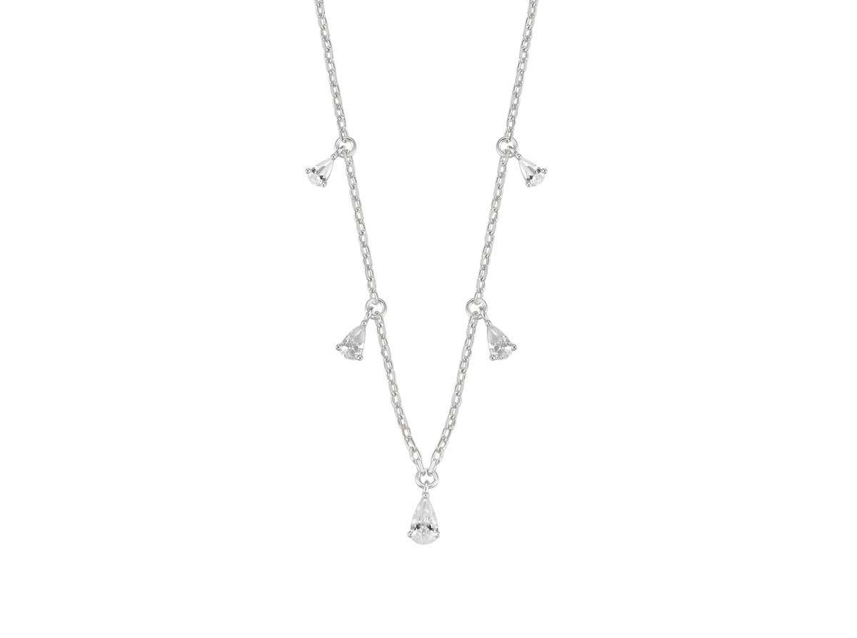 Sterling Silver CZ Droplets Necklace ST2661