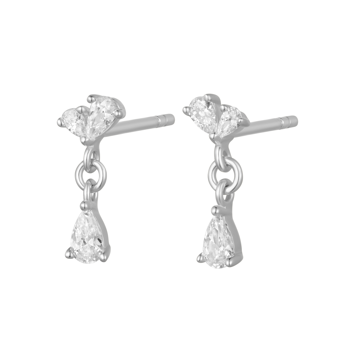 Silver CZ Sparkly Drop Earrings ST2663