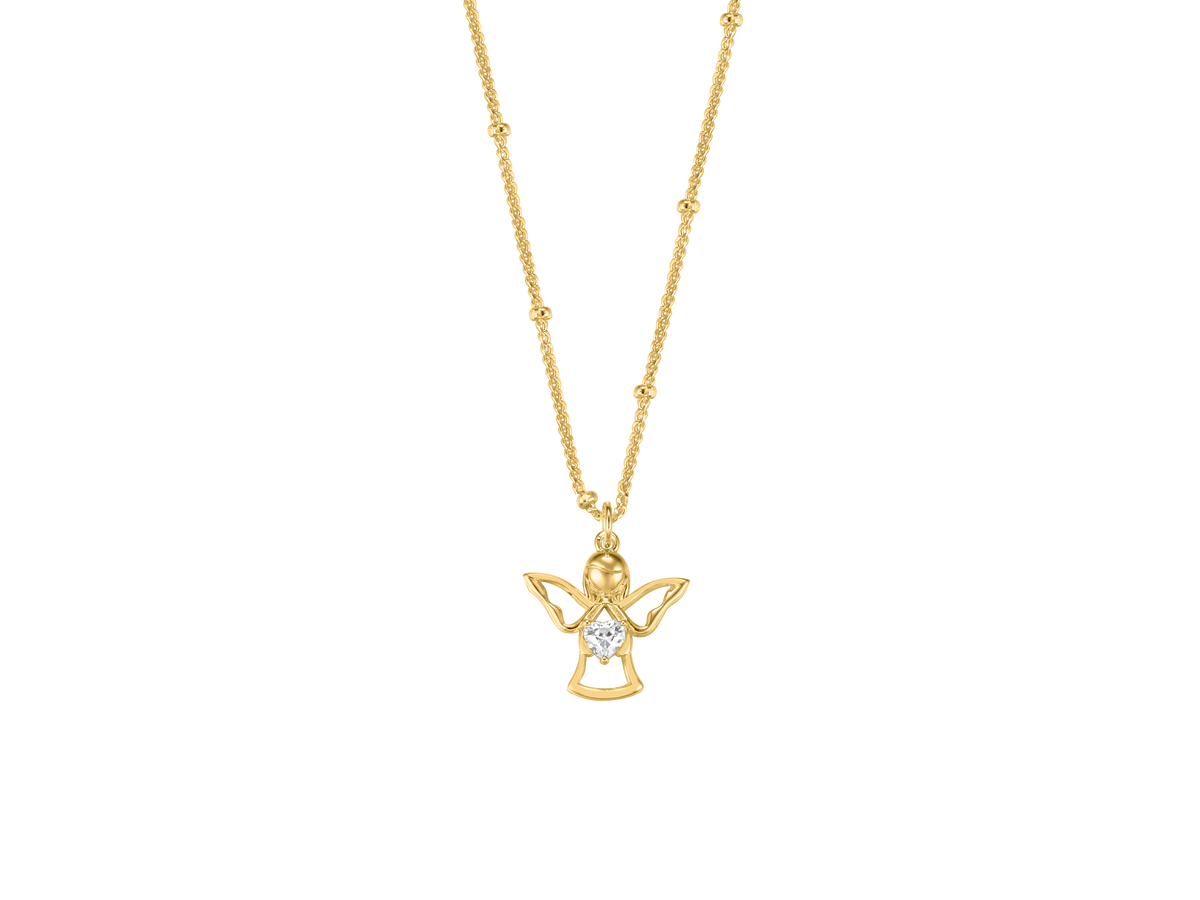 Sterling Silver Gold-plated CZ Angel Pendant ST2681