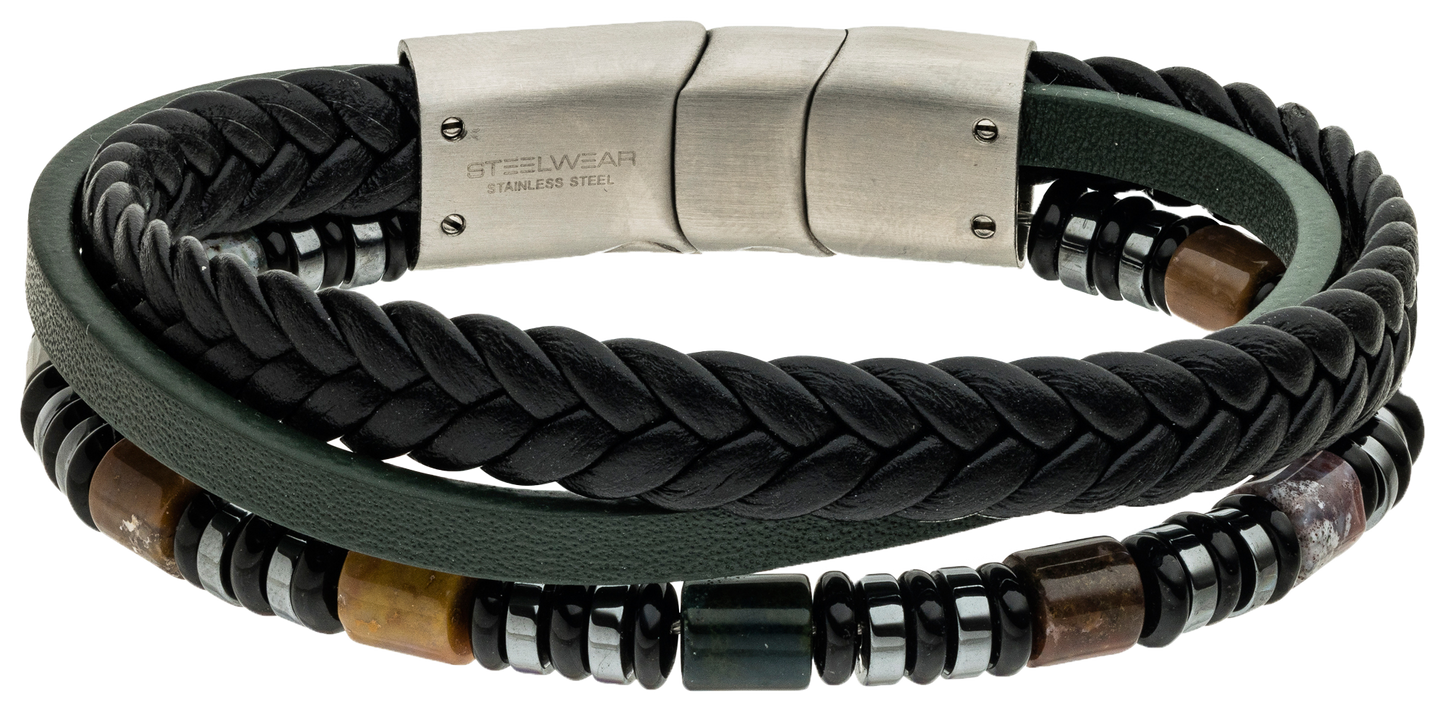 Steelwear Men's Leather Bracelet Black Multi SW-1002