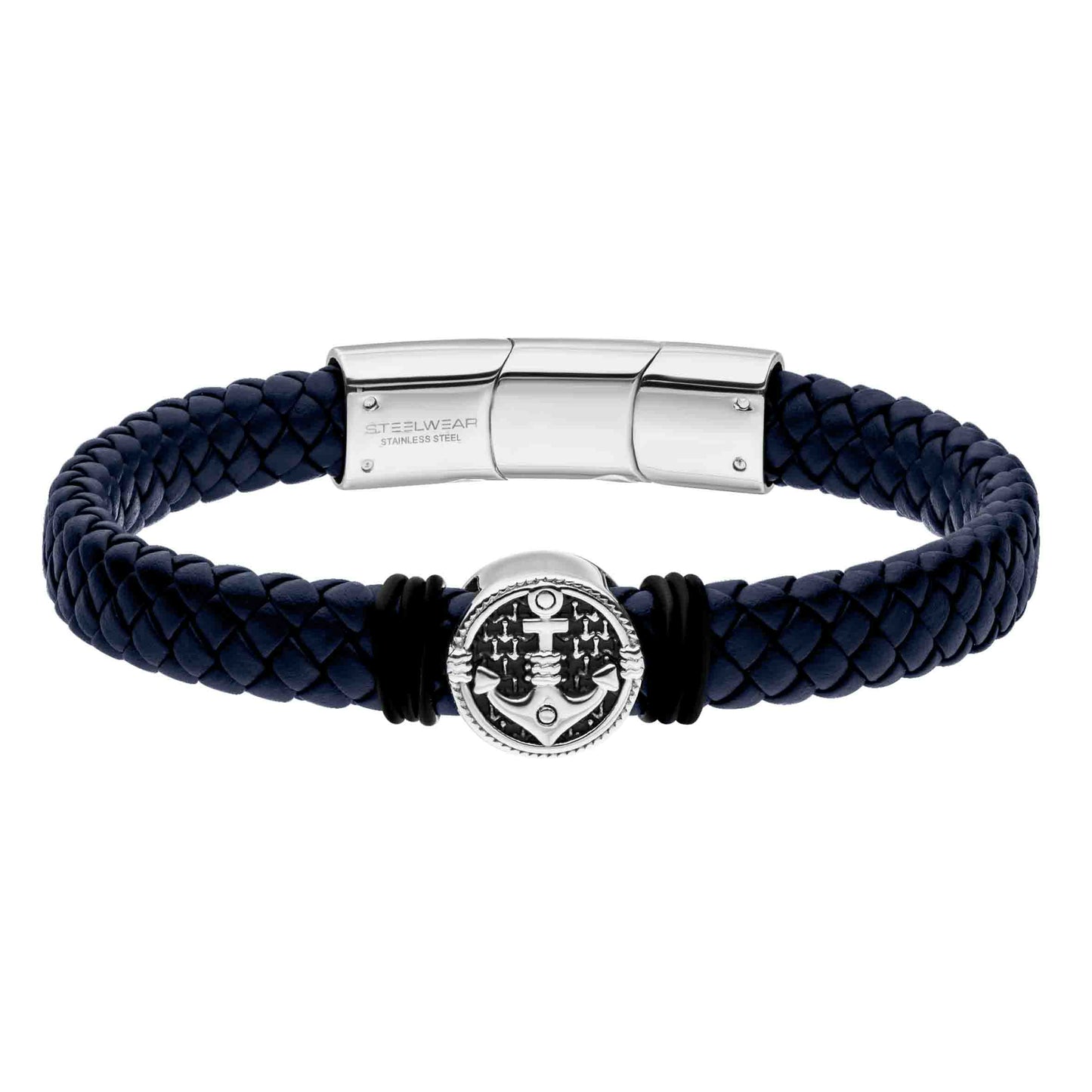 Steelwear Cancun Men's Leather Blue Anchor Bracelet SW-948
