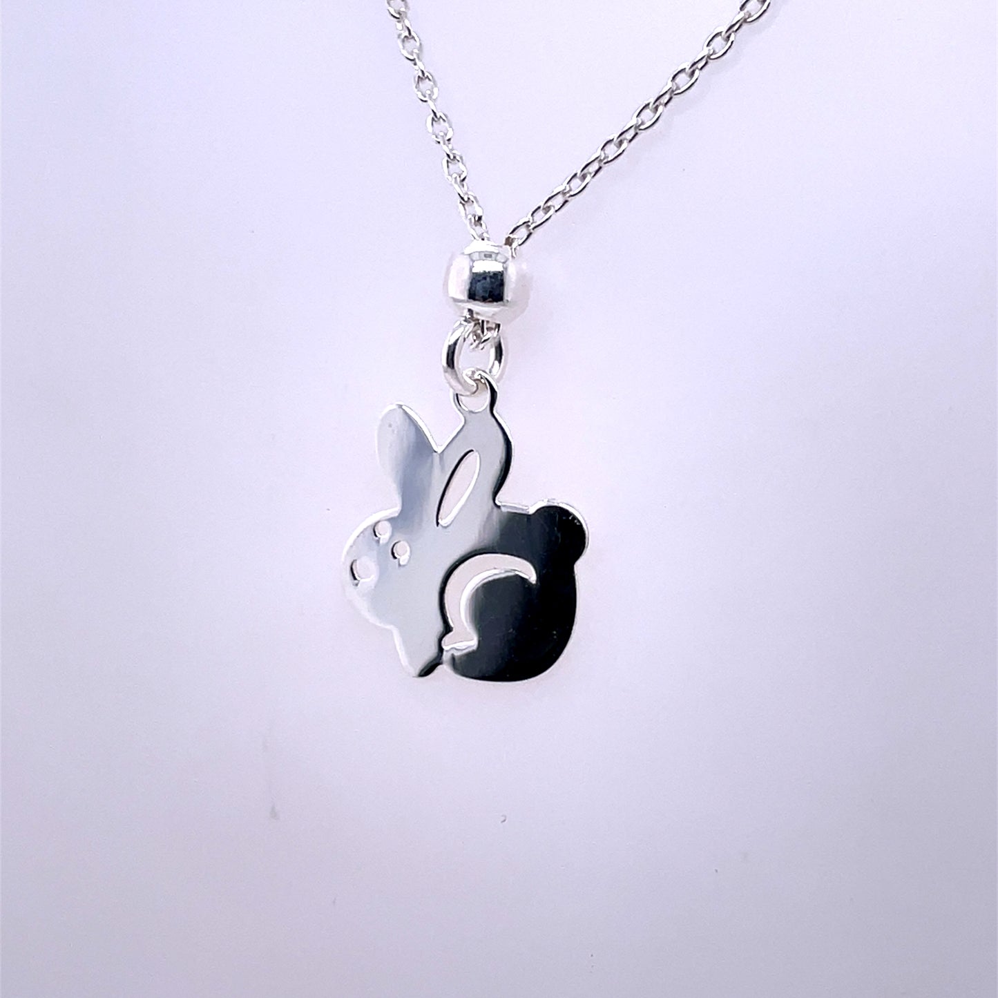 Silver Kids Rabbit Pendant 14 inch chain TZ326