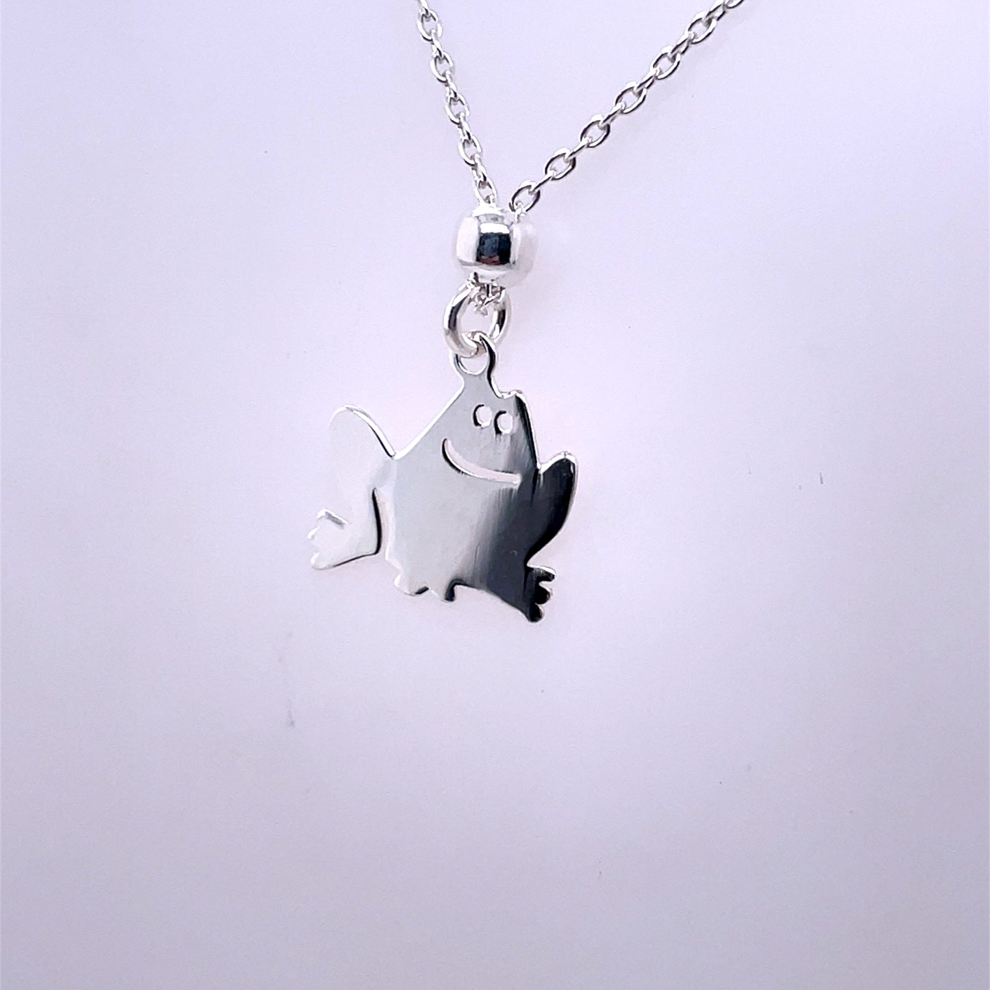 Silver Kids Frog Pendant 14 inch chain TZ326
