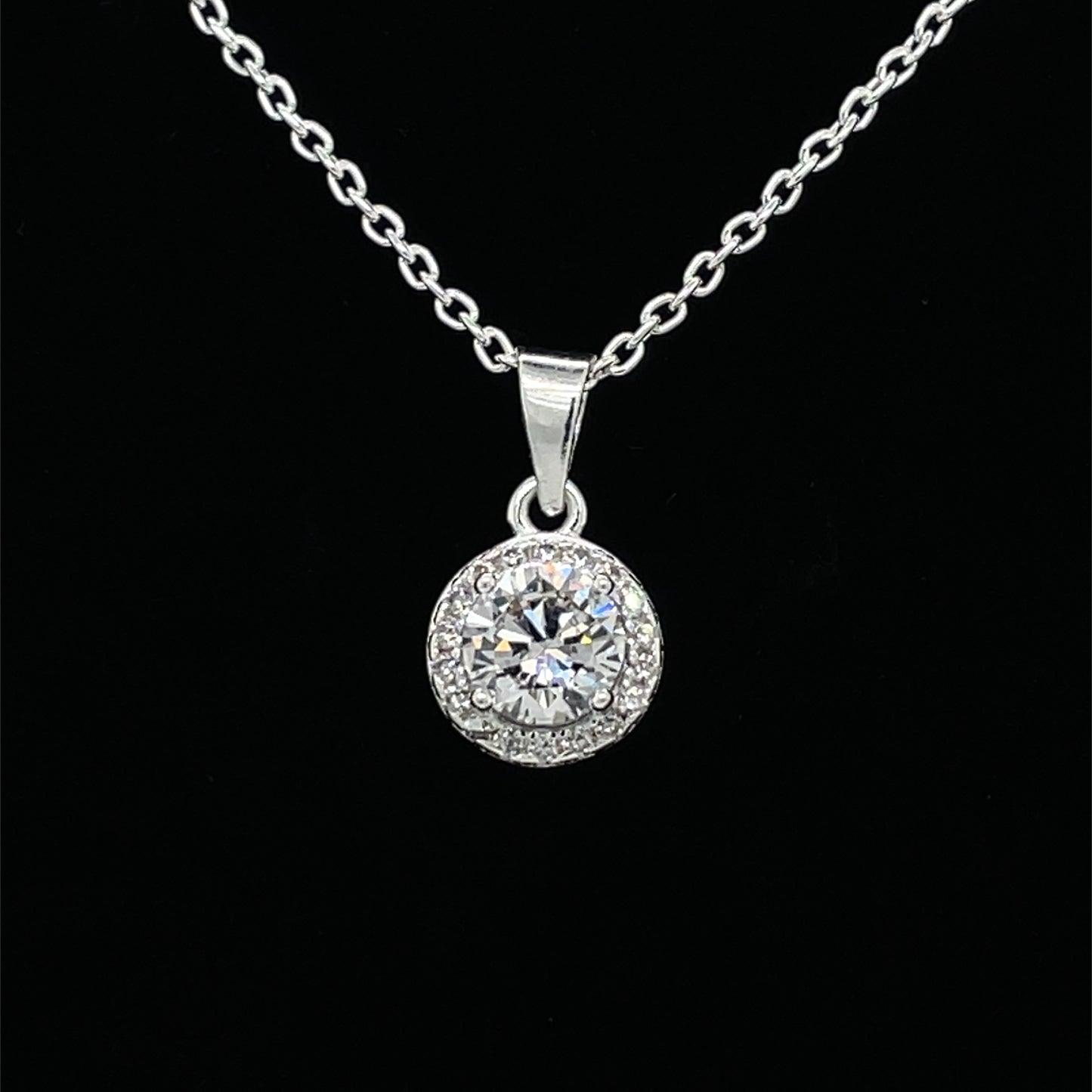 Sterling Silver CZ Halo Pendant 305CZ