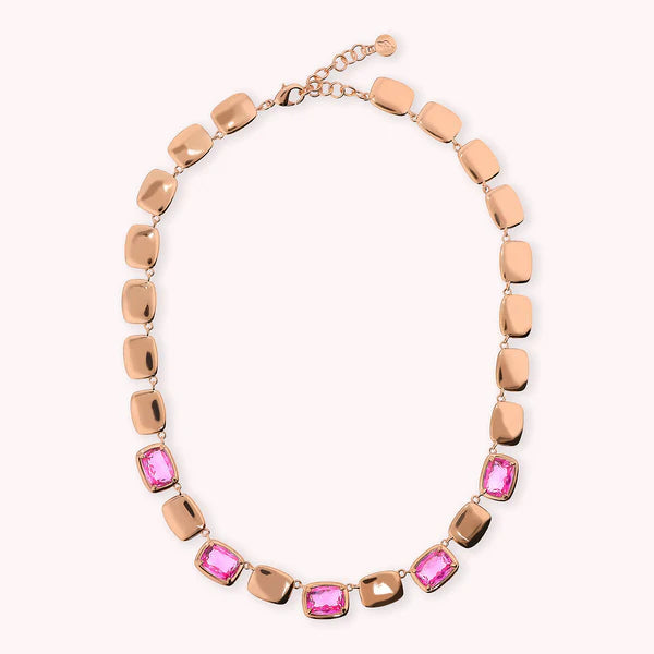 Bronzeallure Choker Necklace with Shiny Nuggets and Baguette Gem Prism WSBZ02457.KU