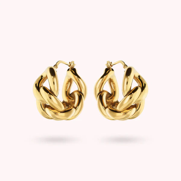 Bronzeallure Golden Chain Hoop Earrings Glossy Grumetta WSBZ02475Y.YG